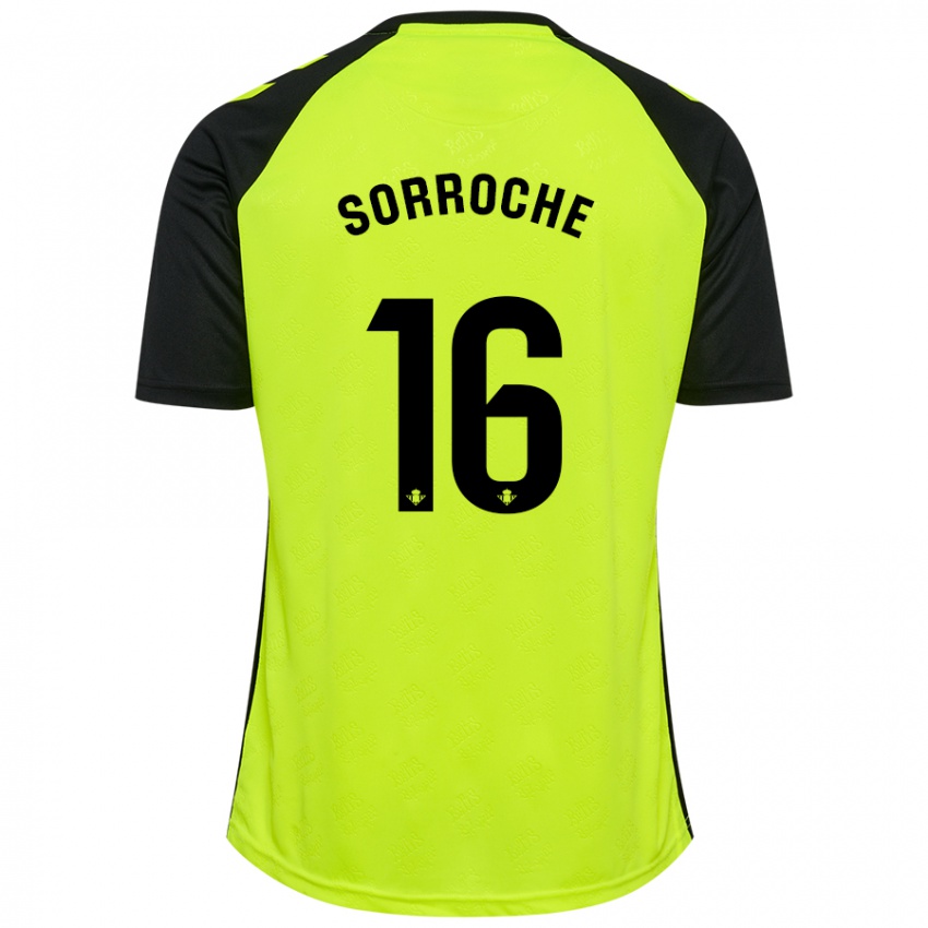 Kinder Ginés Sorroche #16 Fluoreszierendes Gelb Schwarz Auswärtstrikot Trikot 2024/25 T-Shirt