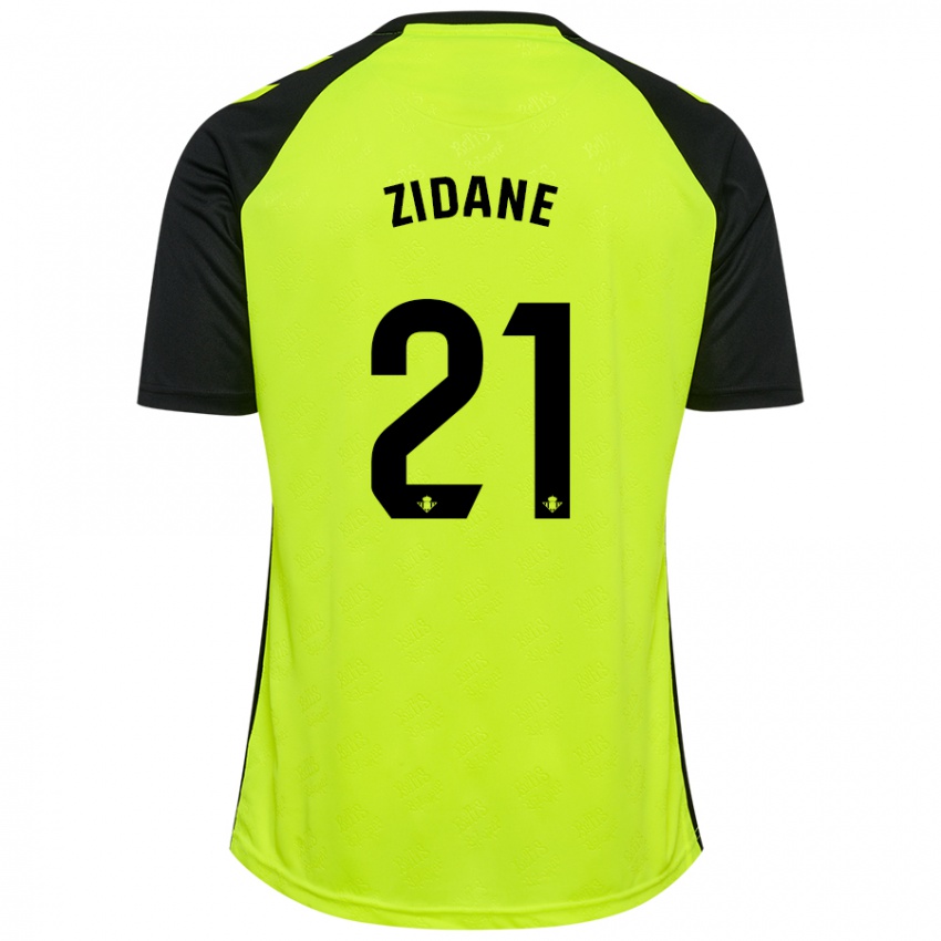 Kinder Elyaz Zidane #21 Fluoreszierendes Gelb Schwarz Auswärtstrikot Trikot 2024/25 T-Shirt