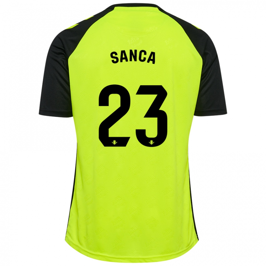 Kinder Marciano Sanca #23 Fluoreszierendes Gelb Schwarz Auswärtstrikot Trikot 2024/25 T-Shirt