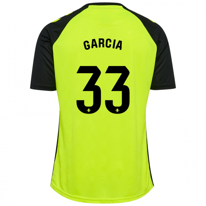 Kinder Pablo García #33 Fluoreszierendes Gelb Schwarz Auswärtstrikot Trikot 2024/25 T-Shirt