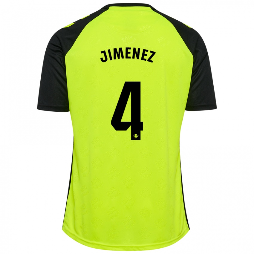 Kinder María Jiménez Gutiérrez #4 Fluoreszierendes Gelb Schwarz Auswärtstrikot Trikot 2024/25 T-Shirt