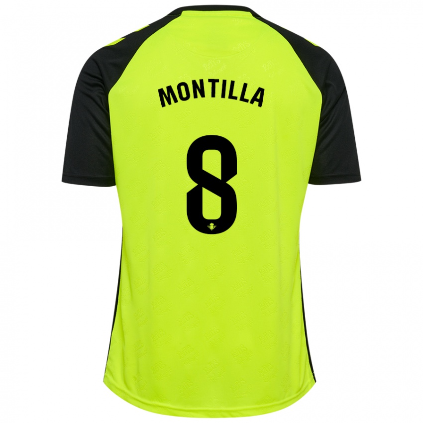 Kinder Natalia Montilla #8 Fluoreszierendes Gelb Schwarz Auswärtstrikot Trikot 2024/25 T-Shirt