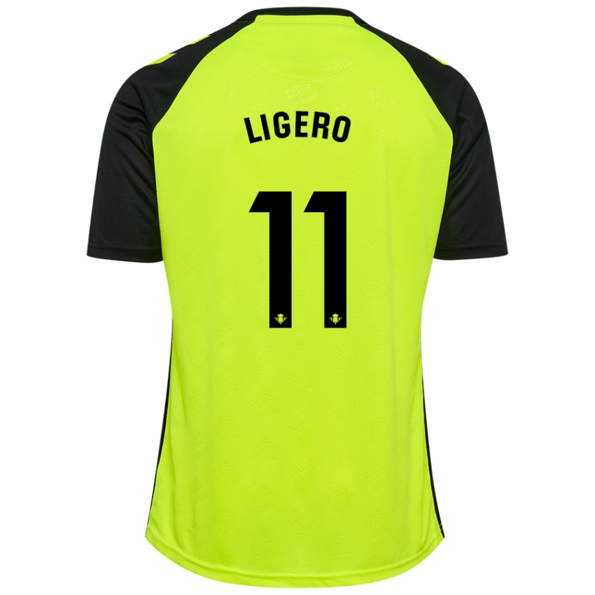 Kinder Nuria Ligero #11 Fluoreszierendes Gelb Schwarz Auswärtstrikot Trikot 2024/25 T-Shirt