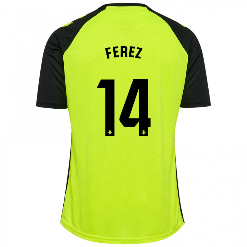 Kinder Carolina Férez #14 Fluoreszierendes Gelb Schwarz Auswärtstrikot Trikot 2024/25 T-Shirt