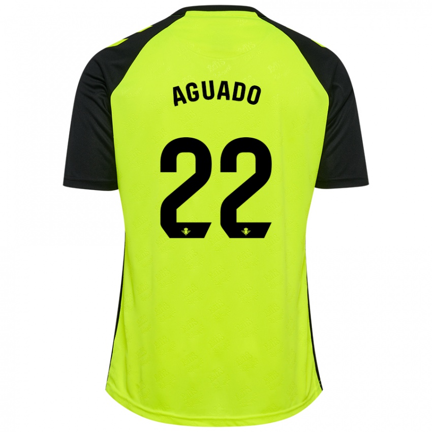 Kinder Julia Aguado Fernández #22 Fluoreszierendes Gelb Schwarz Auswärtstrikot Trikot 2024/25 T-Shirt