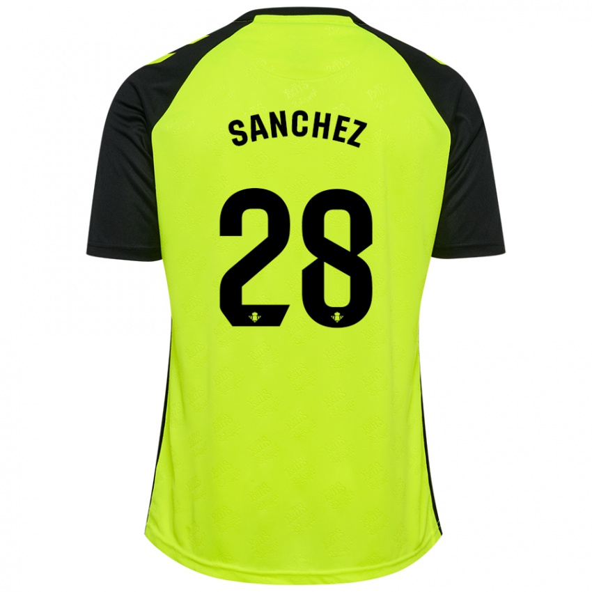 Kinder Marina Sánchez #28 Fluoreszierendes Gelb Schwarz Auswärtstrikot Trikot 2024/25 T-Shirt