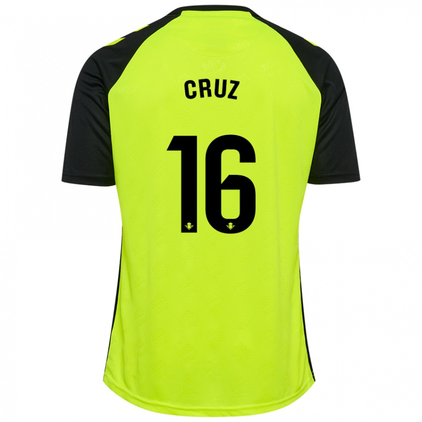 Kinder Juan Cruz #16 Fluoreszierendes Gelb Schwarz Auswärtstrikot Trikot 2024/25 T-Shirt