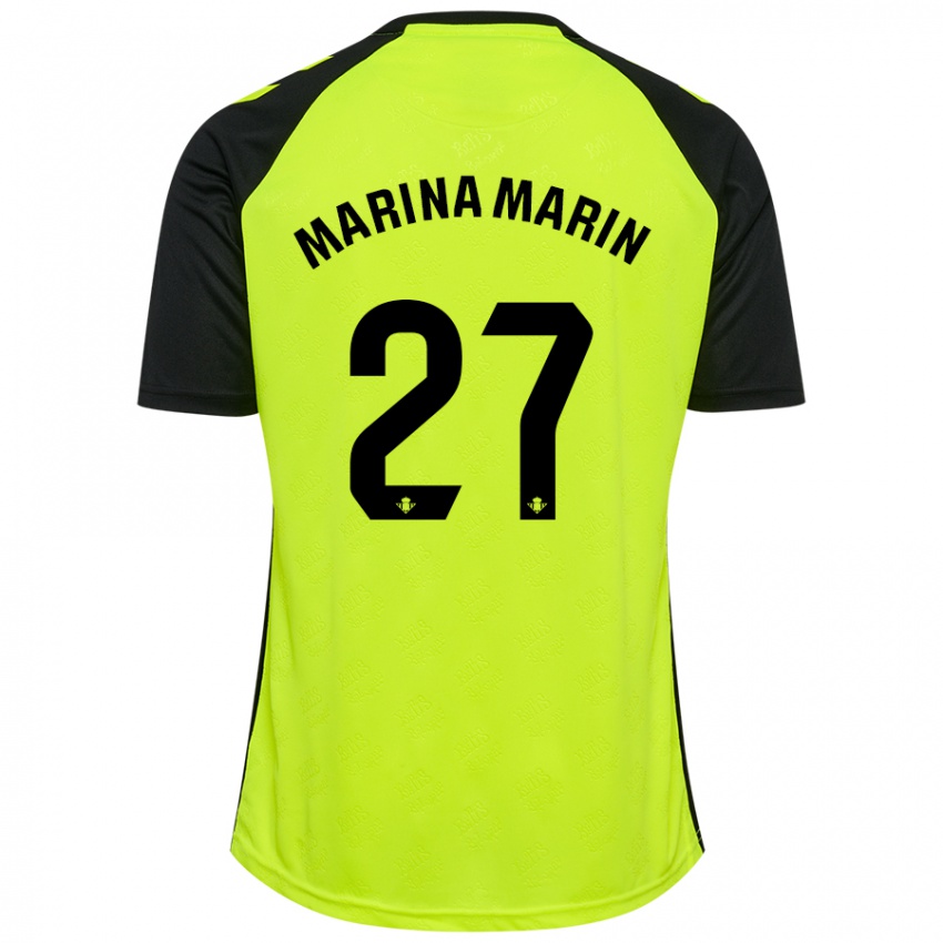 Kinder Marina Marín #27 Fluoreszierendes Gelb Schwarz Auswärtstrikot Trikot 2024/25 T-Shirt