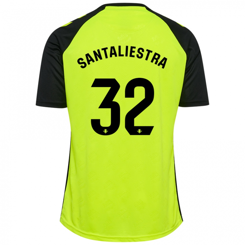 Kinder Carla Santaliestra #32 Fluoreszierendes Gelb Schwarz Auswärtstrikot Trikot 2024/25 T-Shirt