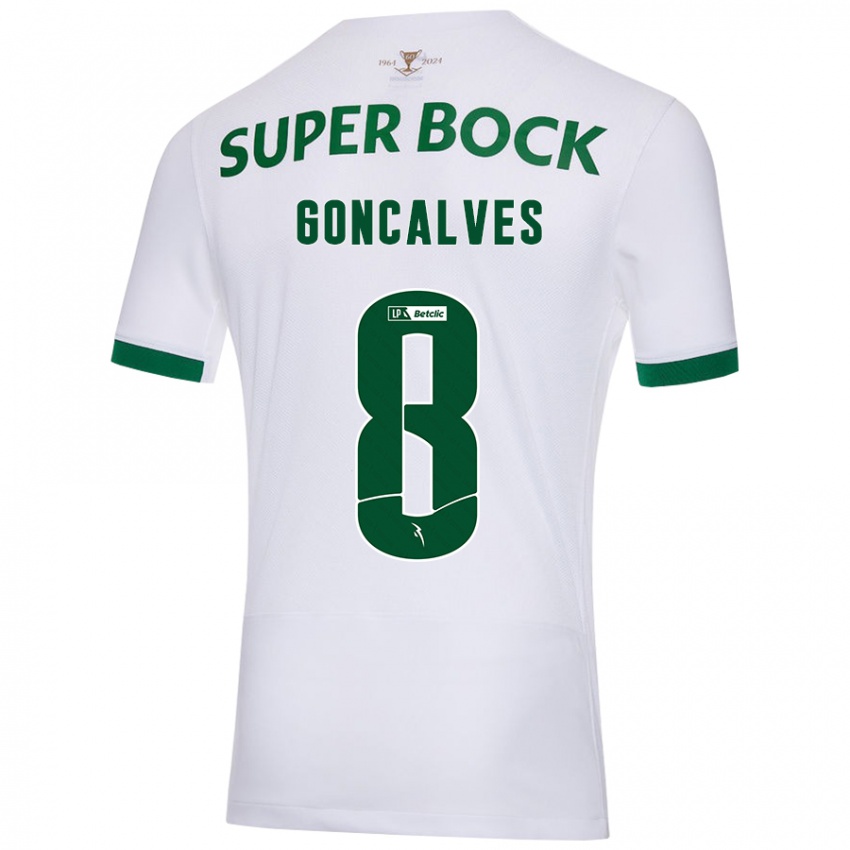 Kinder Pedro Gonçalves #8 Weiß Grün Auswärtstrikot Trikot 2024/25 T-Shirt