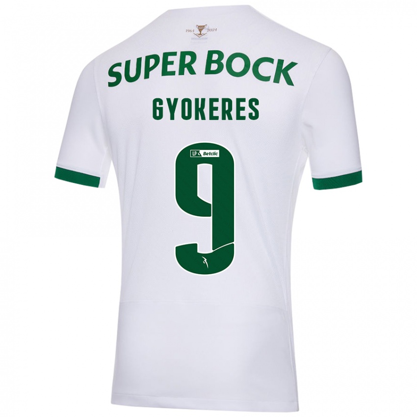 Kinder Viktor Gyökeres #9 Weiß Grün Auswärtstrikot Trikot 2024/25 T-Shirt