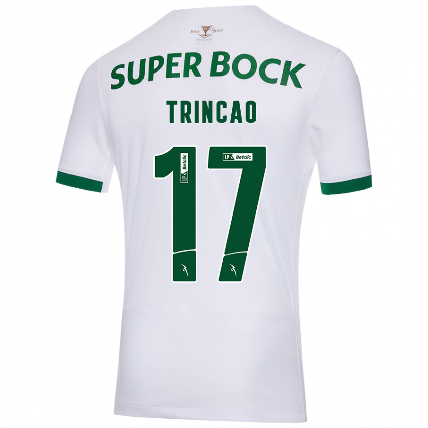 Kinder Trincão #17 Weiß Grün Auswärtstrikot Trikot 2024/25 T-Shirt