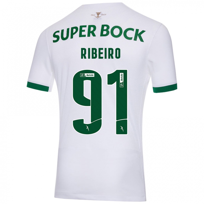 Kinder Rodrigo Ribeiro #91 Weiß Grün Auswärtstrikot Trikot 2024/25 T-Shirt