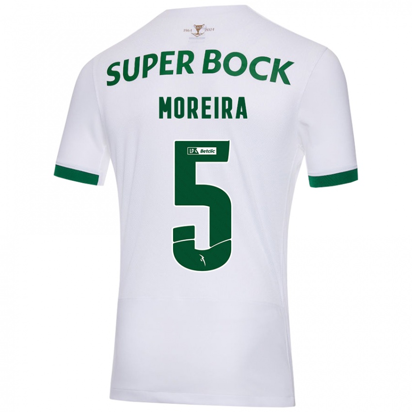 Kinder David Moreira #5 Weiß Grün Auswärtstrikot Trikot 2024/25 T-Shirt