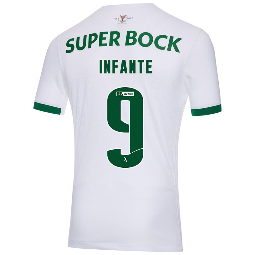 Kinder João Infante #9 Weiß Grün Auswärtstrikot Trikot 2024/25 T-Shirt