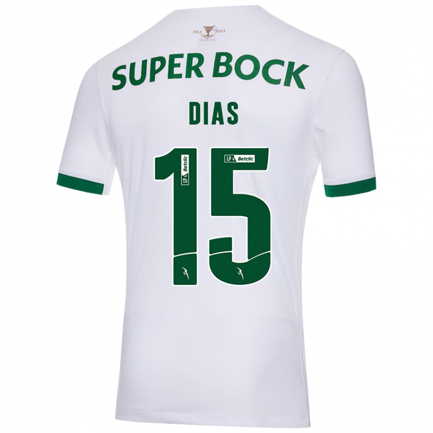 Kinder Rodrigo Dias #15 Weiß Grün Auswärtstrikot Trikot 2024/25 T-Shirt