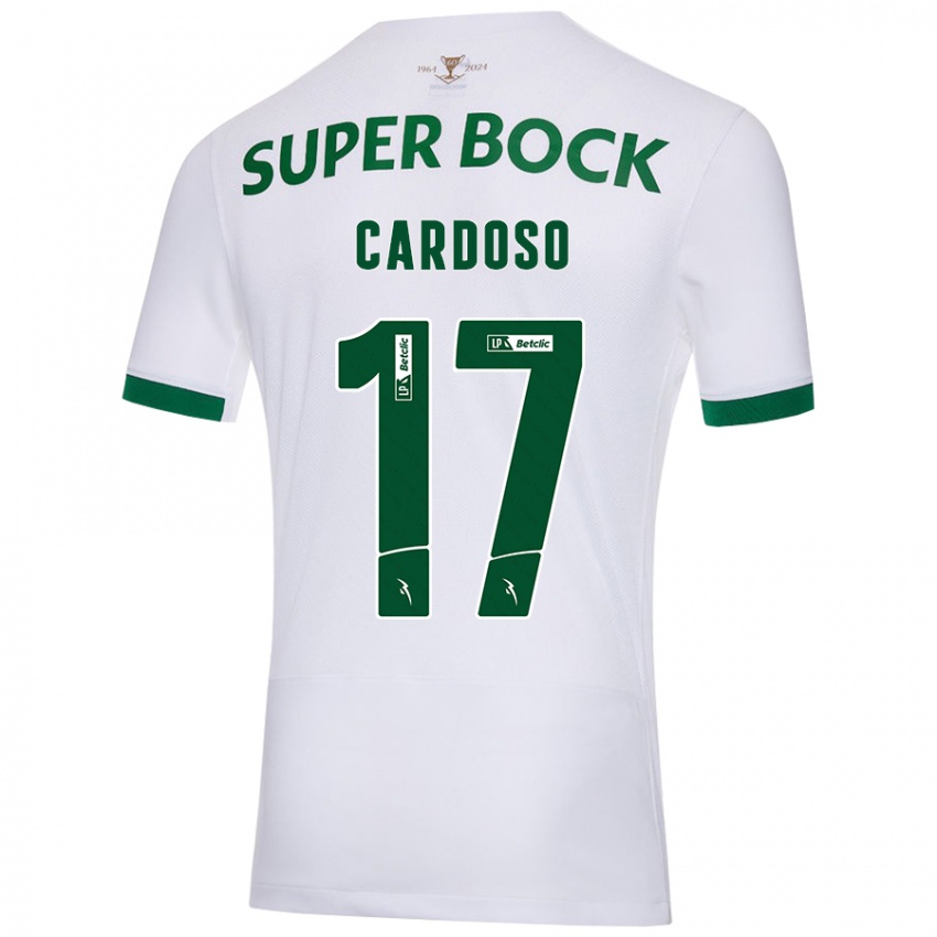 Kinder Diogo Cardoso #17 Weiß Grün Auswärtstrikot Trikot 2024/25 T-Shirt