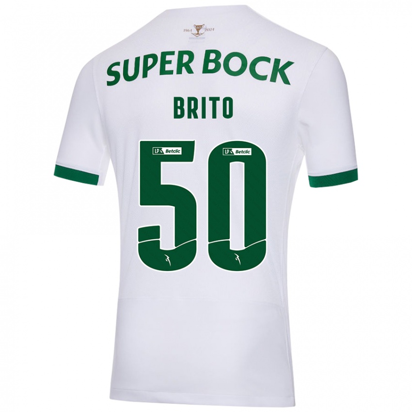 Kinder Alexandre Brito #50 Weiß Grün Auswärtstrikot Trikot 2024/25 T-Shirt