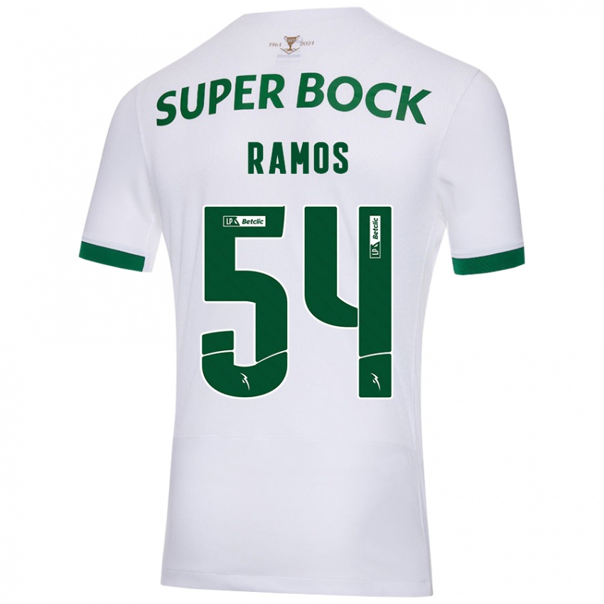 Kinder Bruno Ramos #54 Weiß Grün Auswärtstrikot Trikot 2024/25 T-Shirt