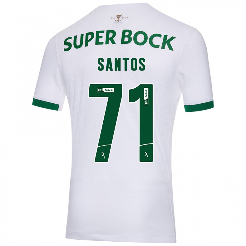 Kinder Denilson Santos #71 Weiß Grün Auswärtstrikot Trikot 2024/25 T-Shirt