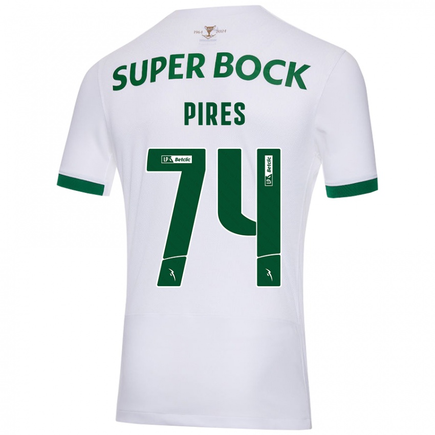 Kinder Guilherme Pires #74 Weiß Grün Auswärtstrikot Trikot 2024/25 T-Shirt