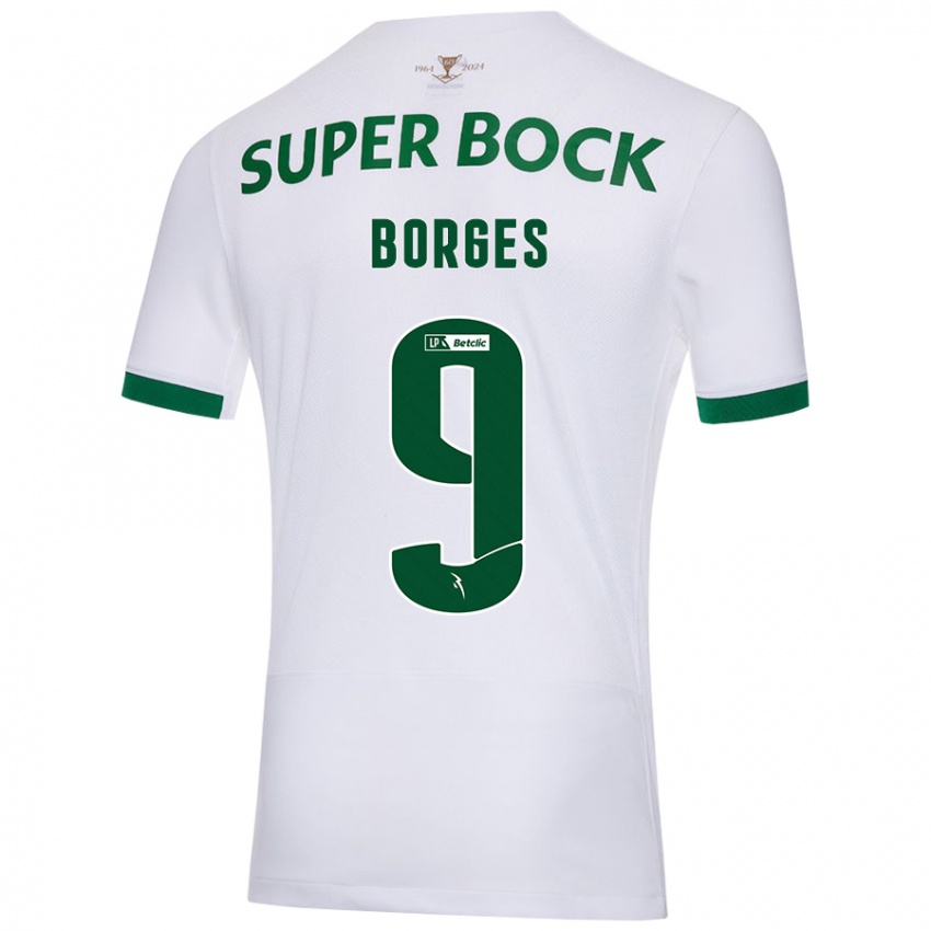 Kinder Ana Borges #9 Weiß Grün Auswärtstrikot Trikot 2024/25 T-Shirt