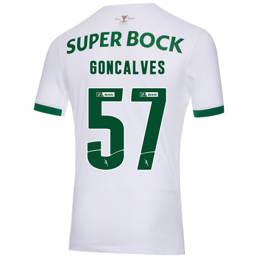 Kinder Inês Gonçalves #57 Weiß Grün Auswärtstrikot Trikot 2024/25 T-Shirt