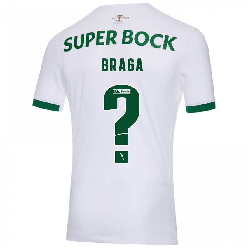 Kinder Gonçalo Braga #0 Weiß Grün Auswärtstrikot Trikot 2024/25 T-Shirt