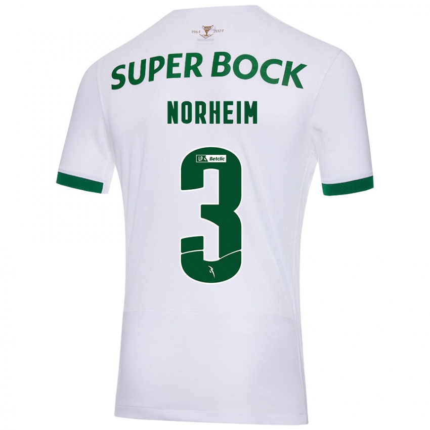 Kinder Andrea Norheim #3 Weiß Grün Auswärtstrikot Trikot 2024/25 T-Shirt