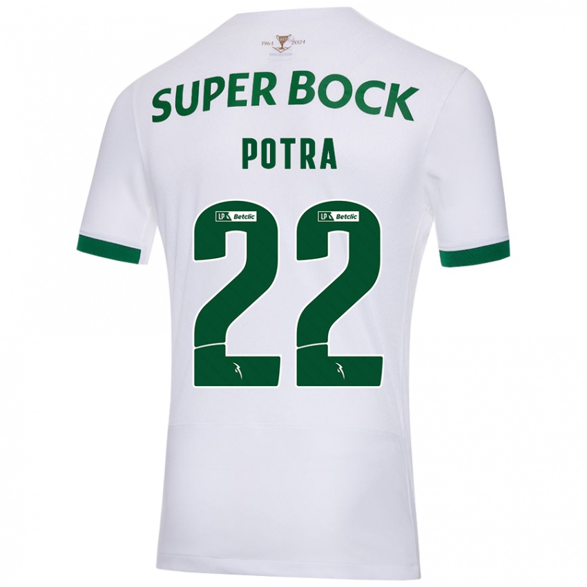 Kinder Catarina Sofia Branco Potra #22 Weiß Grün Auswärtstrikot Trikot 2024/25 T-Shirt