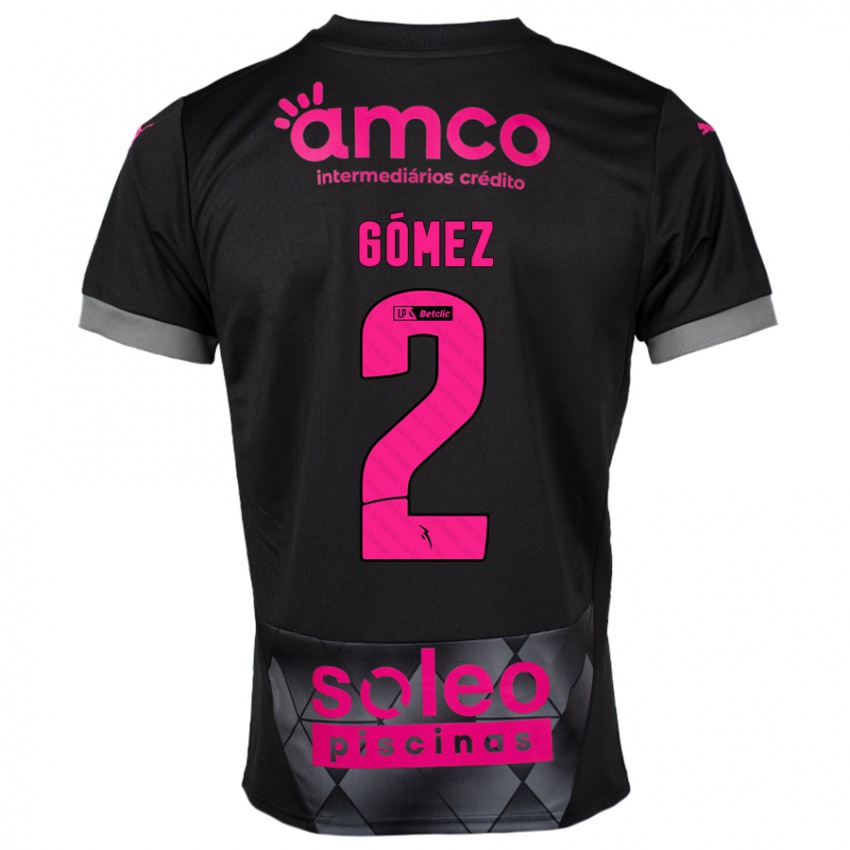 Kinder Víctor Gómez #2 Schwarz Rosa Auswärtstrikot Trikot 2024/25 T-Shirt