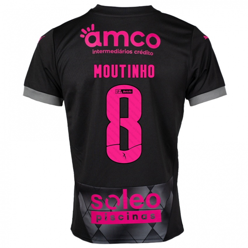 Kinder João Moutinho #8 Schwarz Rosa Auswärtstrikot Trikot 2024/25 T-Shirt