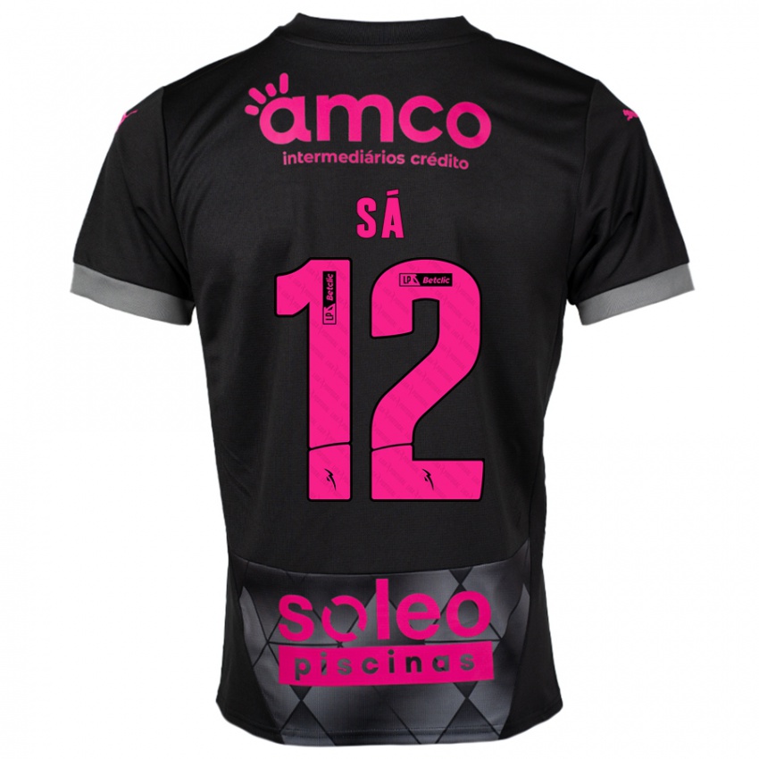 Kinder Tiago Sá #12 Schwarz Rosa Auswärtstrikot Trikot 2024/25 T-Shirt