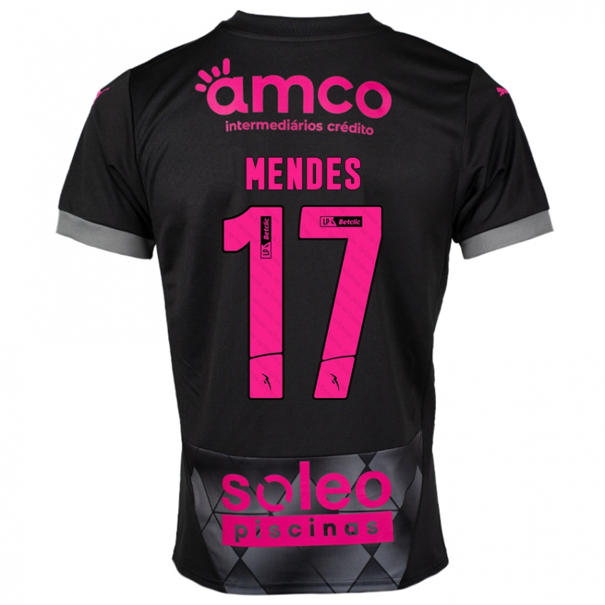 Kinder Joe Mendes #17 Schwarz Rosa Auswärtstrikot Trikot 2024/25 T-Shirt