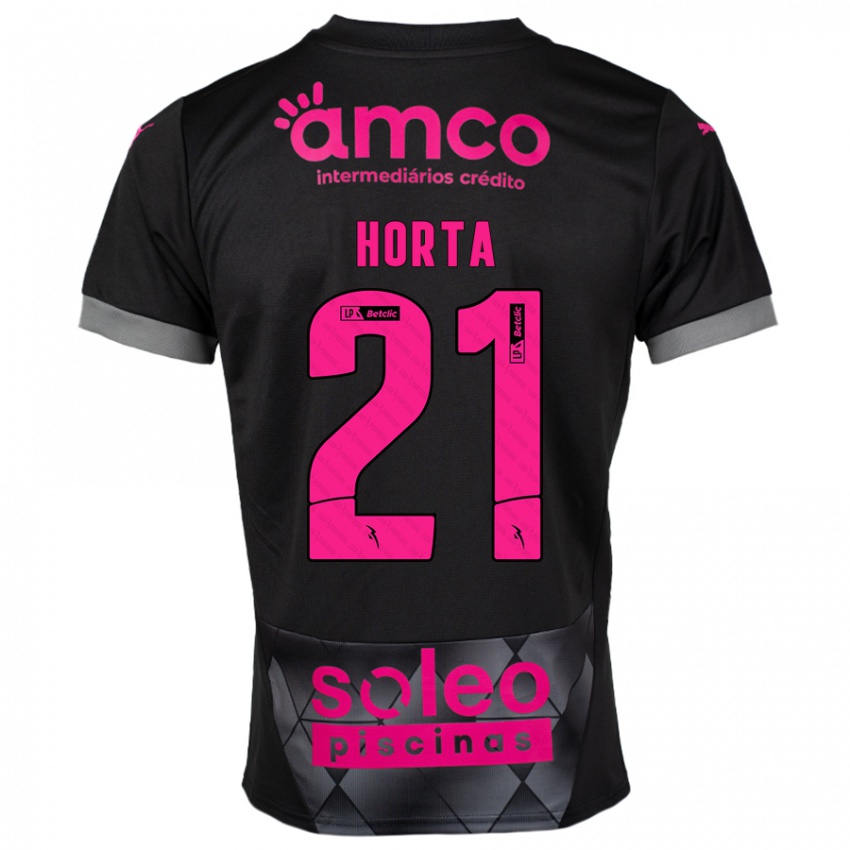 Kinder Ricardo Horta #21 Schwarz Rosa Auswärtstrikot Trikot 2024/25 T-Shirt