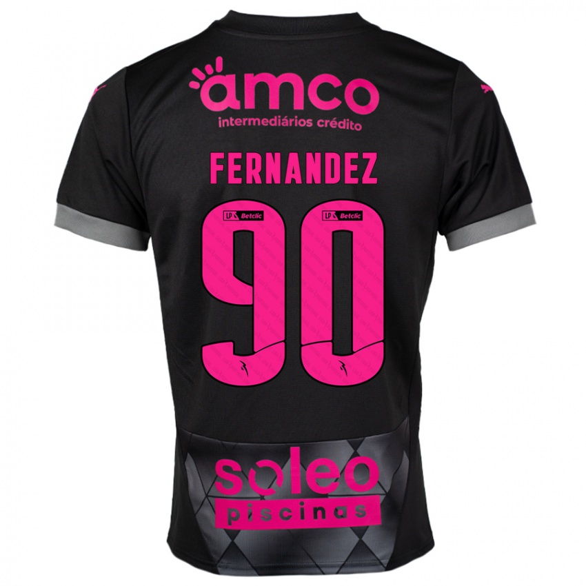 Kinder Roberto Fernández #90 Schwarz Rosa Auswärtstrikot Trikot 2024/25 T-Shirt