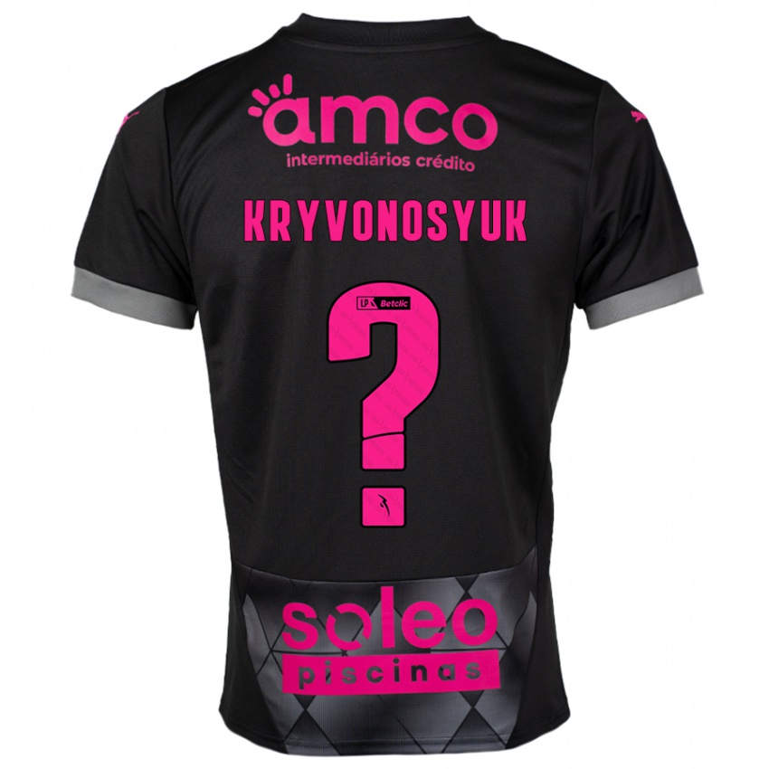 Kinder Leonardo Kryvonosyuk #0 Schwarz Rosa Auswärtstrikot Trikot 2024/25 T-Shirt