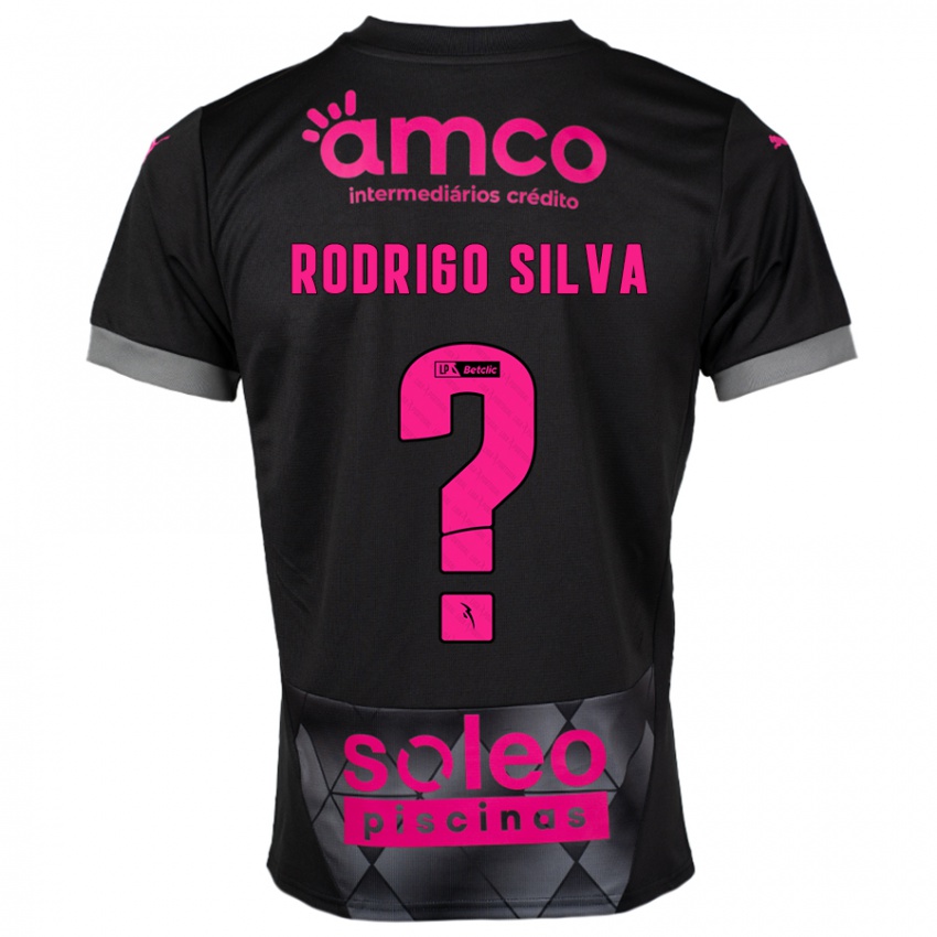 Kinder Rodrigo Silva #0 Schwarz Rosa Auswärtstrikot Trikot 2024/25 T-Shirt