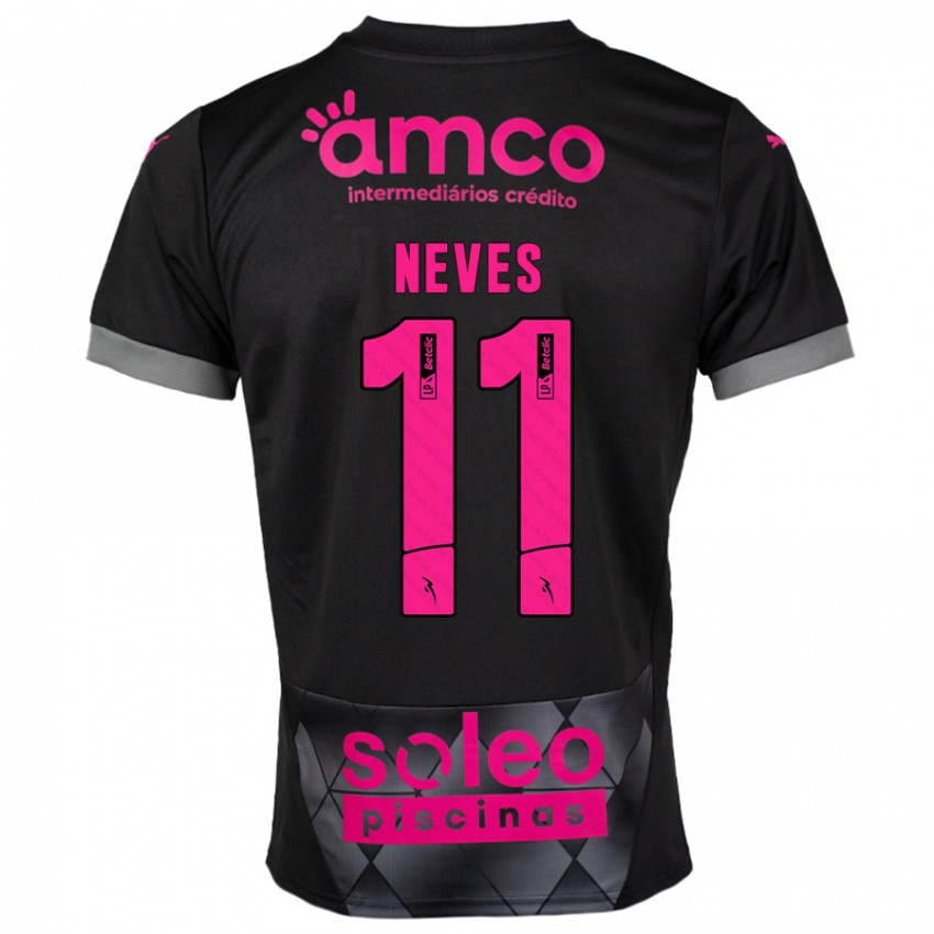 Kinder Bernardo Neves #11 Schwarz Rosa Auswärtstrikot Trikot 2024/25 T-Shirt