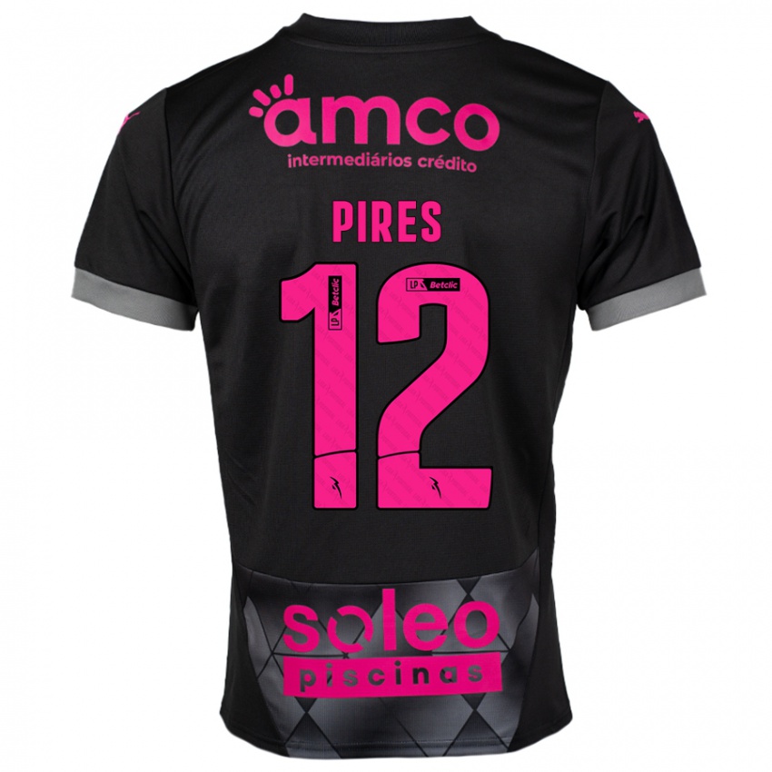 Kinder Hugo Pires #12 Schwarz Rosa Auswärtstrikot Trikot 2024/25 T-Shirt