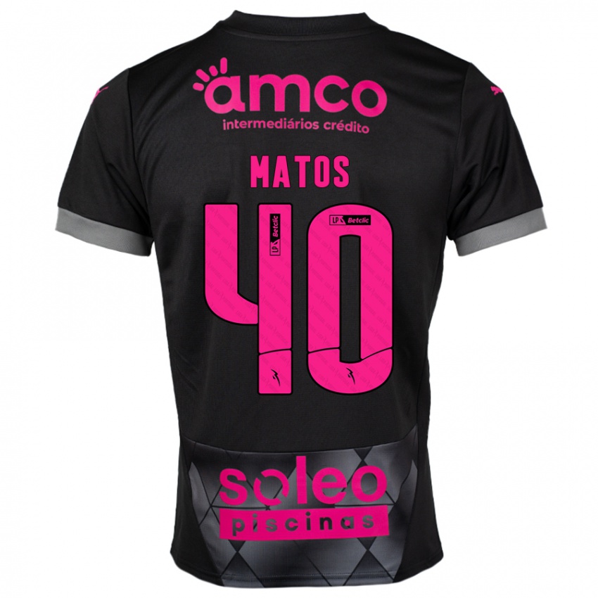 Kinder João Matos #40 Schwarz Rosa Auswärtstrikot Trikot 2024/25 T-Shirt