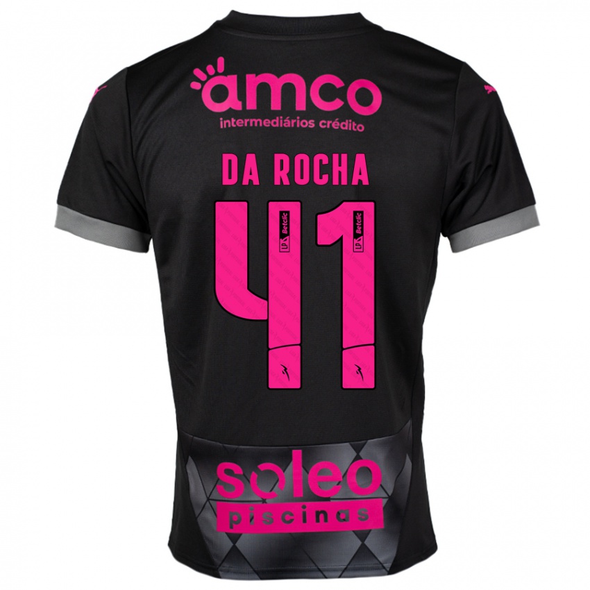 Kinder Yanis Da Rocha #41 Schwarz Rosa Auswärtstrikot Trikot 2024/25 T-Shirt