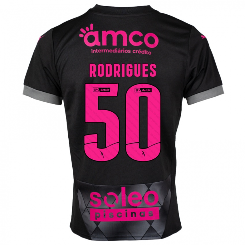 Kinder Diego Rodrigues #50 Schwarz Rosa Auswärtstrikot Trikot 2024/25 T-Shirt