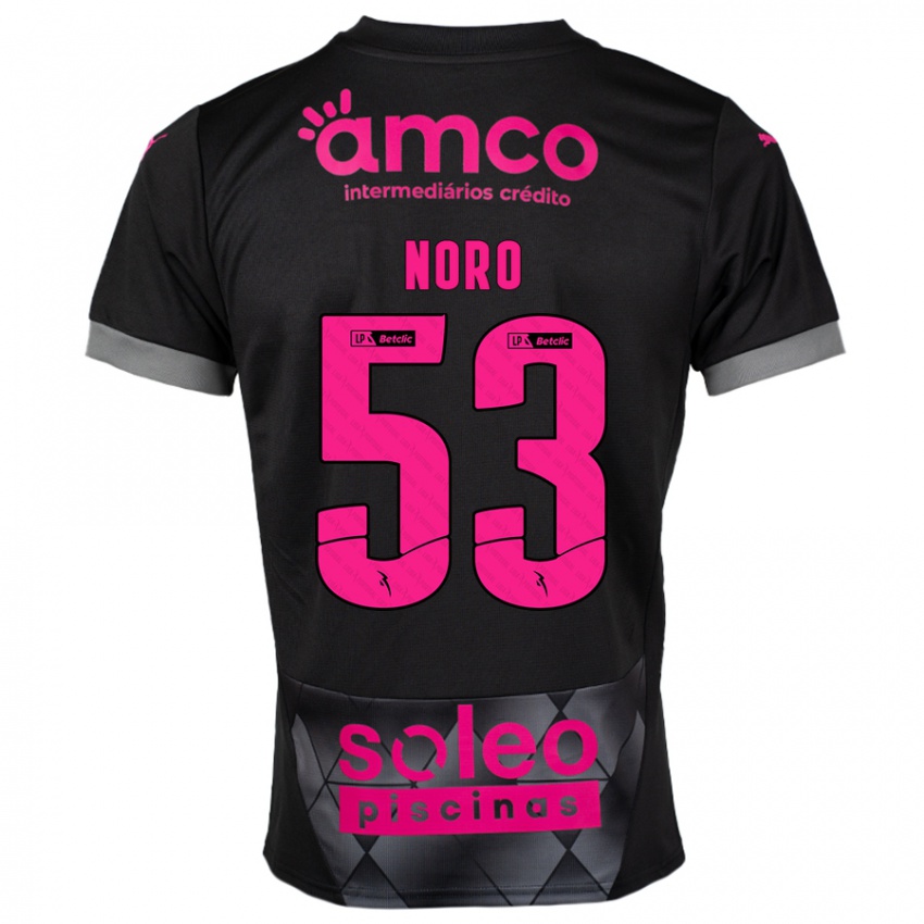 Kinder Jonatás Noro #53 Schwarz Rosa Auswärtstrikot Trikot 2024/25 T-Shirt