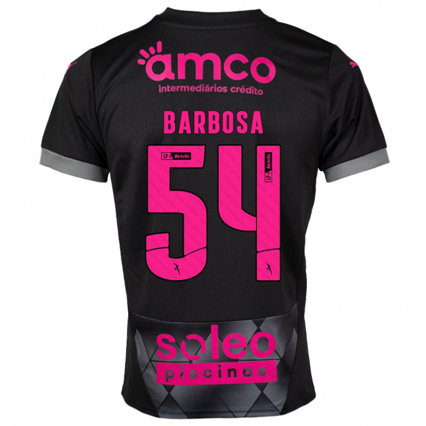 Kinder Guilherme Barbosa #54 Schwarz Rosa Auswärtstrikot Trikot 2024/25 T-Shirt