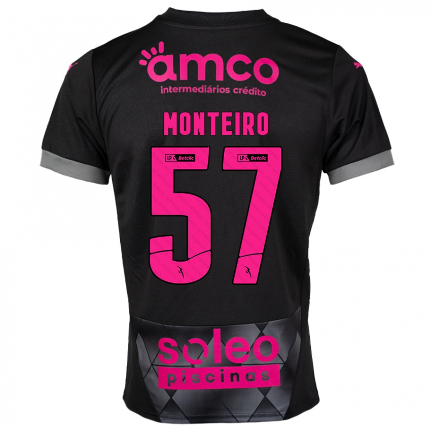 Kinder Jordan Monteiro #57 Schwarz Rosa Auswärtstrikot Trikot 2024/25 T-Shirt