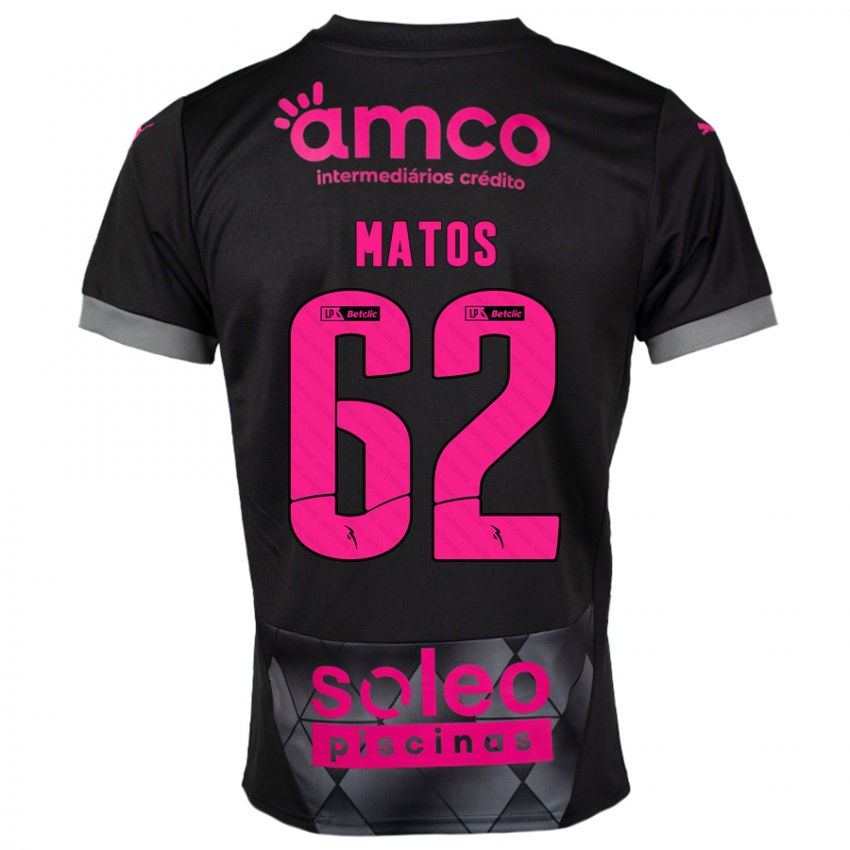 Kinder Nuno Matos #62 Schwarz Rosa Auswärtstrikot Trikot 2024/25 T-Shirt