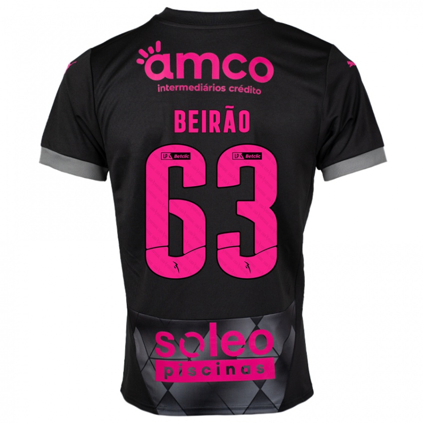 Kinder Rodrigo Beirão #63 Schwarz Rosa Auswärtstrikot Trikot 2024/25 T-Shirt