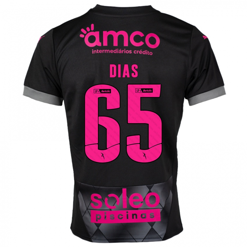 Kinder Leandro Dias #65 Schwarz Rosa Auswärtstrikot Trikot 2024/25 T-Shirt