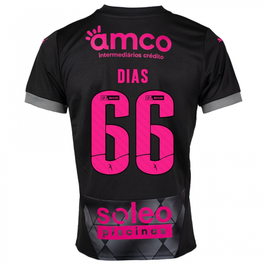 Kinder Gonçalo Dias #66 Schwarz Rosa Auswärtstrikot Trikot 2024/25 T-Shirt